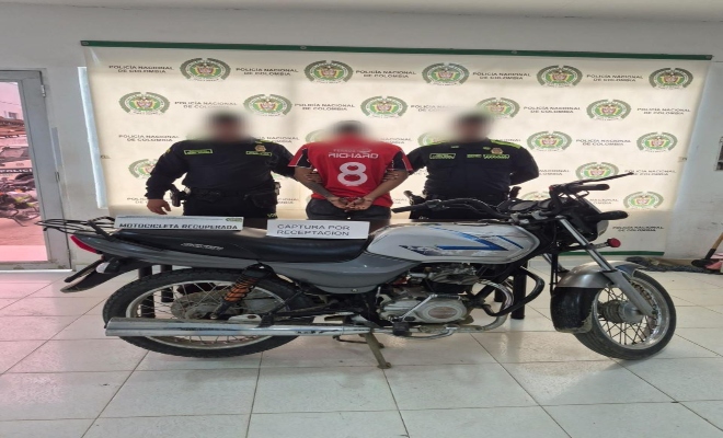 Capturado por receptación y recuperada motocicleta hurtada en Montería