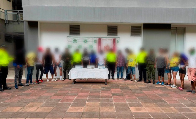 Seccional de Investigación criminal, Ejercito Nacional y 23 personas capturadas por orden judicial.