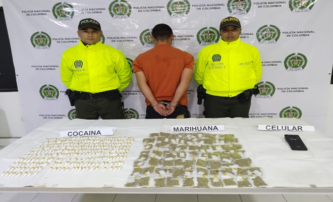 Un capturado y 700 dosis de sustancias son custodiados por dos policías