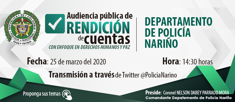 El departamento de policía Nariño realizará rendición de cuentas de la vigencia 2019