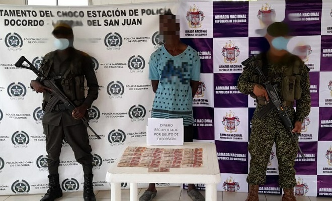 En Docordó Chocó lo capturamos en flagrancia por el delito de extorsión