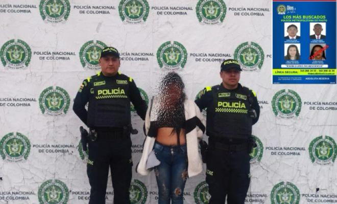  la mujer estaba en el cartel de las más buscadas en Pasto, fue capturada