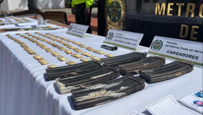 Policía Metropolitana de Neiva incauta gran cantidad de material de guerra