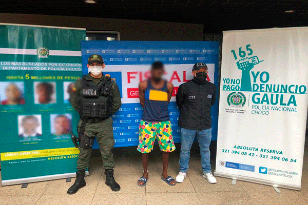 Capturamos a "Embulo”, uno del cartel de los más buscados por extorsión en el Chocó