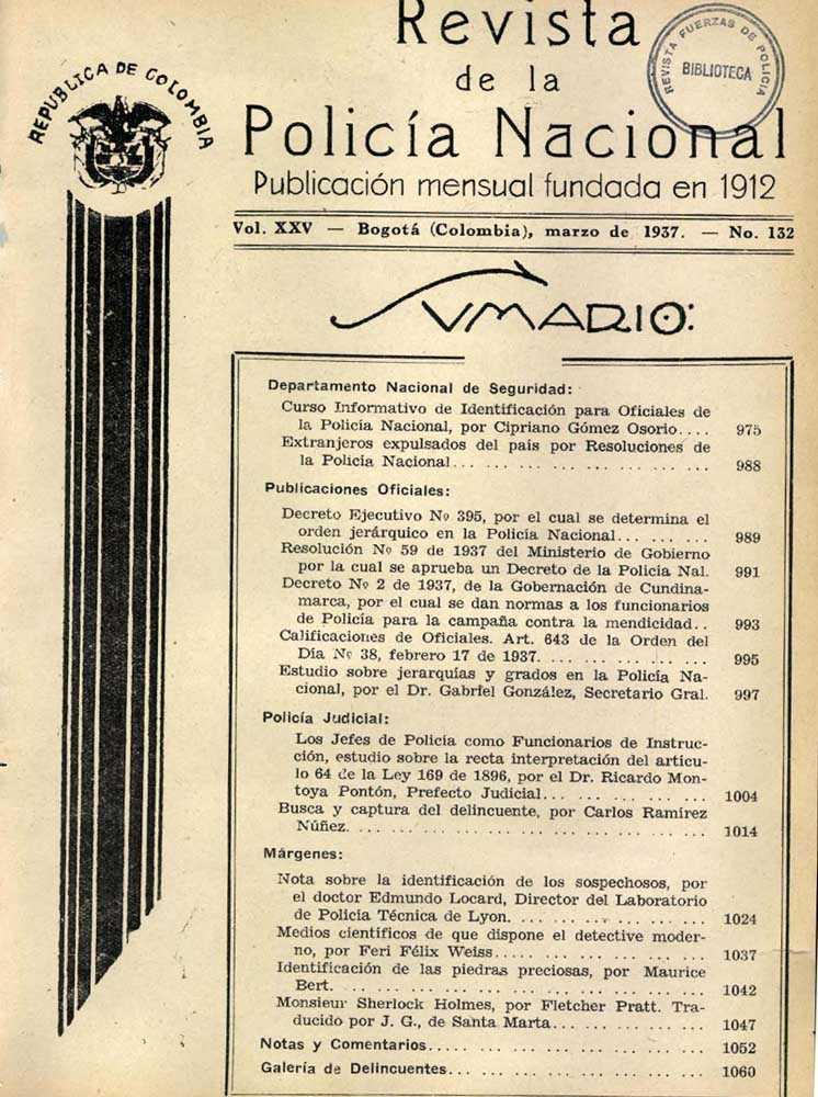 Portada de la Revista de la Polic&iacute;a